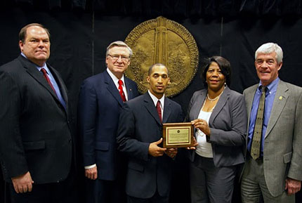 Pictured left to right: Andrew Billingsley, Dr. James Zuiches, Darnell Thoms, Pat Sturdivant, Dr. Tom Stafford