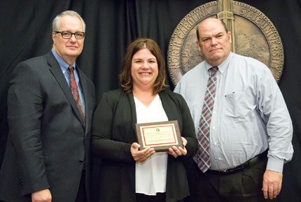 Pictured left to right: Provost Warwick Arden, Trish Romo, Andrew Billingsley