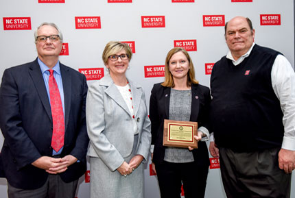 Pictured left to right: Provost Warwick Arden, Donna High Brickell, Kimberly W. Stewart, Andrew Billingsley